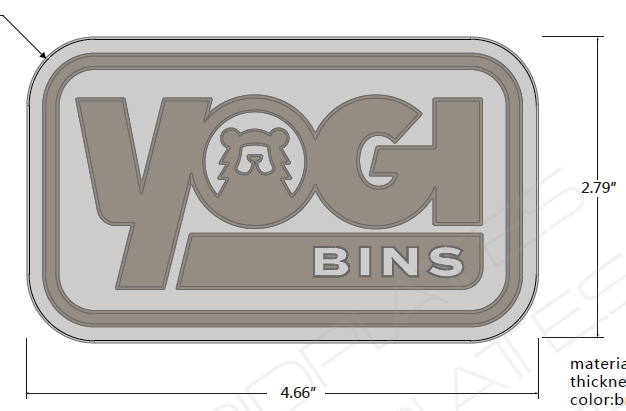 Yogi Bins Metal Logo Plate - Aluminum