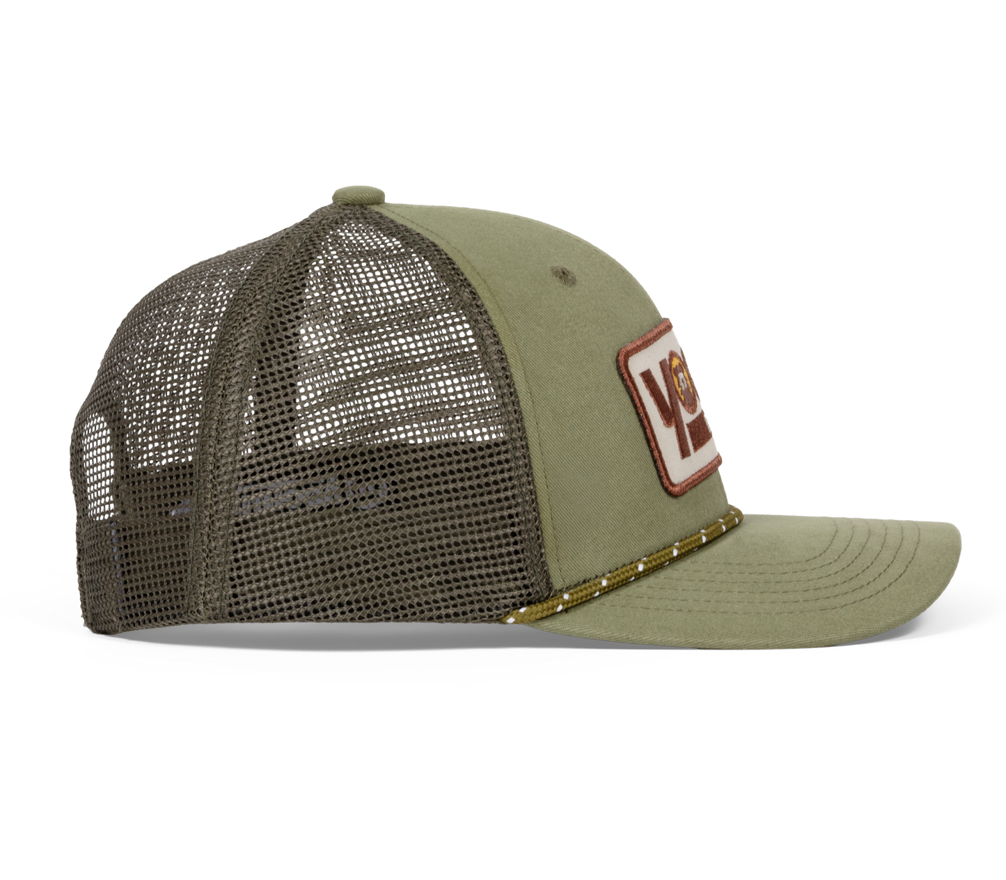 Three Striped Olive Trucker Hat