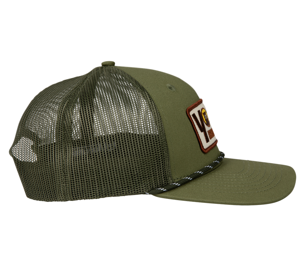 Three Striped Olive Trucker Hat